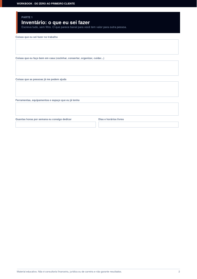 Página 1 do workbook