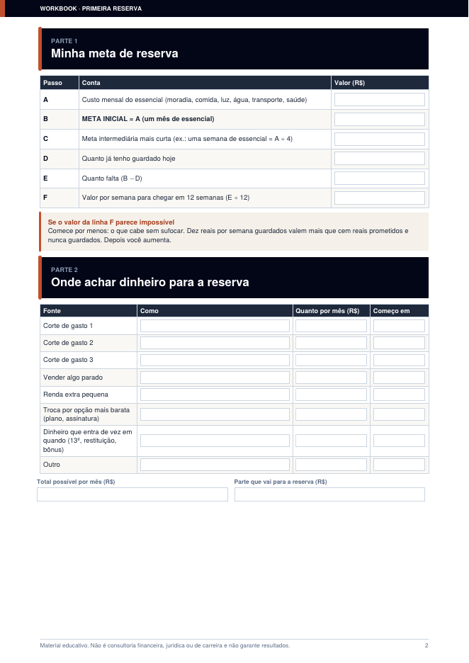 Página 1 do workbook