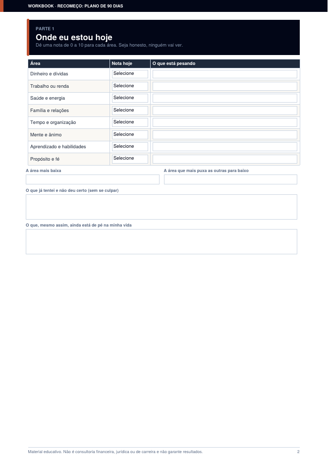 Página 1 do workbook